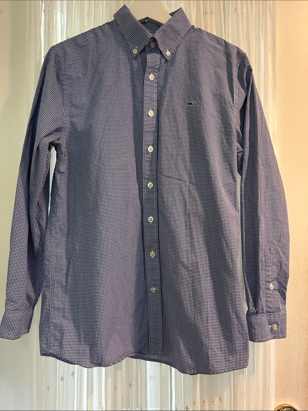 Vineyard Vines Blue & White Micro-Check Button-Down Shirt